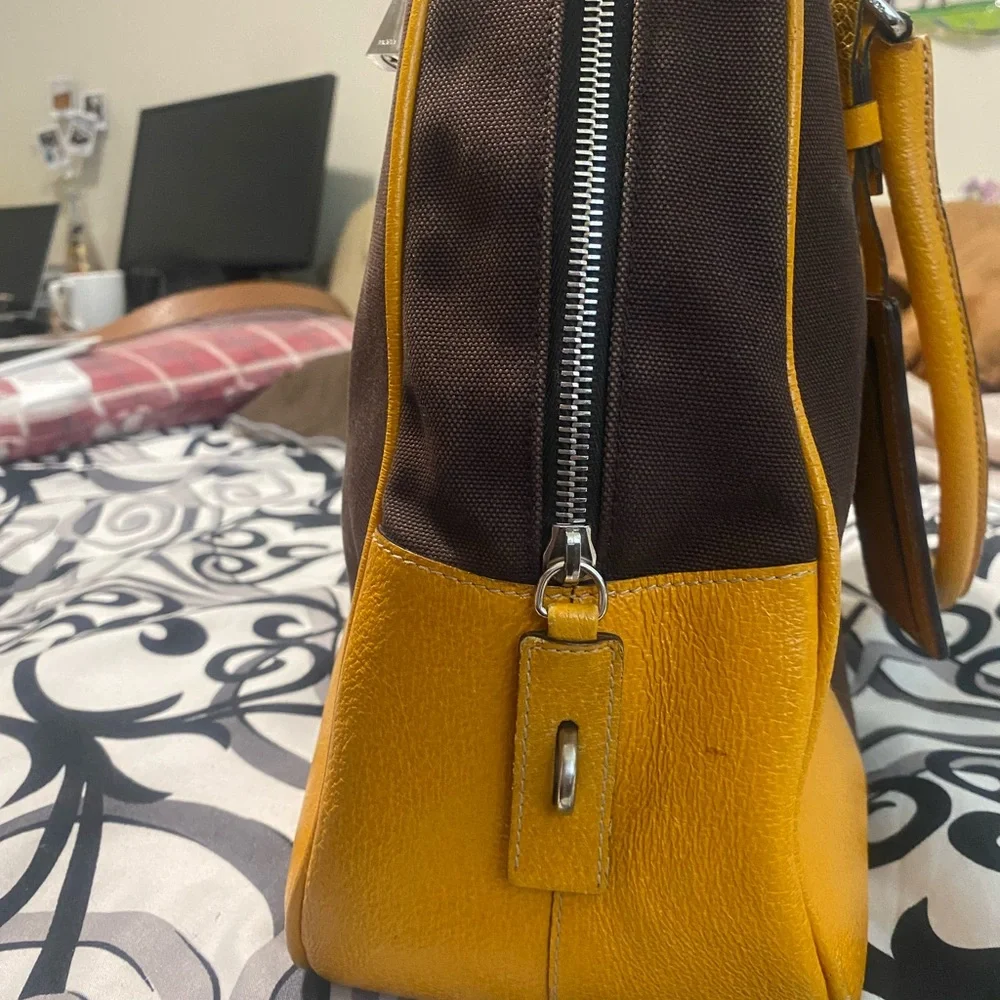 Prada Yellow and Brown Travel Bag - Picture 7 of 16